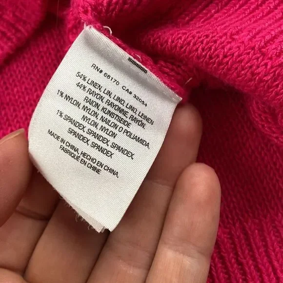 Anthropologie Knit Linen Blend Fuchsia Crewneck Sweater size XS - Picture 5 of 7